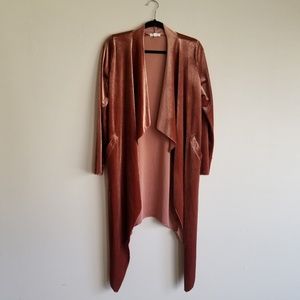 Dusty Pink Velvet Drape Cardigan